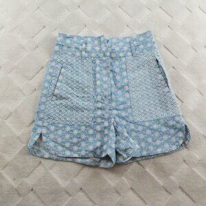 Zara Blue Floral High Waist Shorts